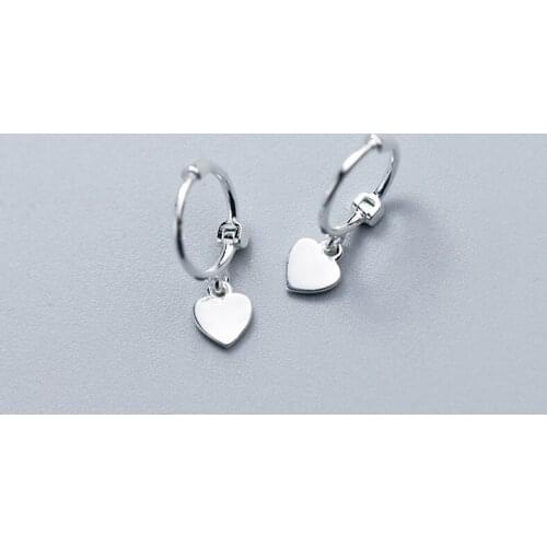 Fashion 925 Sterling Silver Heart Clip Earrings Circle Earrings For Women Silver Earrings Jewelry