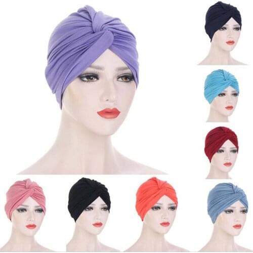 Muslim Women Hijab Turban Twist Knot Inner Scarf Stretch Hair Loss Chemo Cap Cancer Hat Beanie Bonnet Arab Head Scarf Wrap Cover