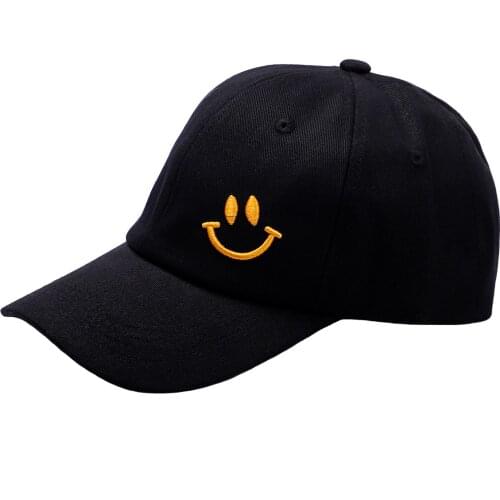 3D Embroidery Smiley Mens Baseball Cap Snapback Kpop Hip-Hop Summer Hat Fluorescent Green Cotton Womens’ Hat Cotton Sun Hat