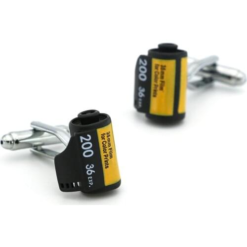 Mens Camera Roll Film Cuff Links Copper Material Black Color
