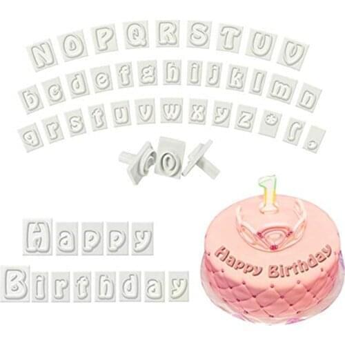 64 Pieces Plastic Alphabet Cookie Cutter Set Fondant Cutters Mold Upper and Lower Case Art Deco Number Letter Stamps