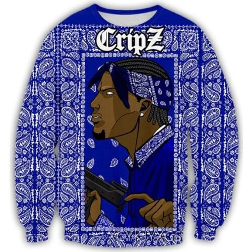 New 3D Printing Blood Gang Bandana Fashion Men Women Tracksuits Crewneck Hip Hop sweater Plus Size S-7XL harajuku