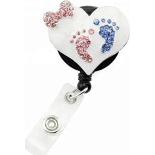 New design rhinestone enamel Medical style nurse Retractable bagde reel/id bagde holder