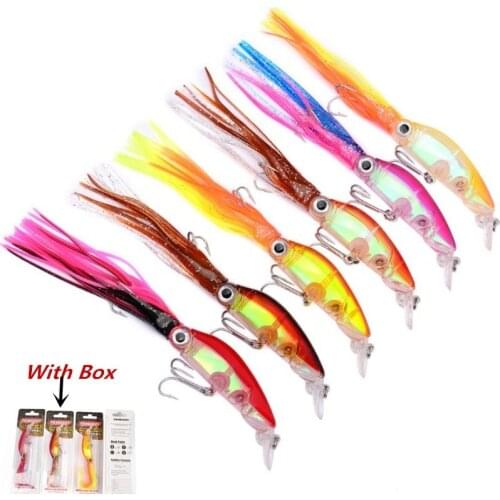 New Boxed 1pcs Artificial Squid Hard Fishing Lure Wobbler 12cm/20g 6 Color Available Octopus Crank Bait For Bass Pike 3D Eyes