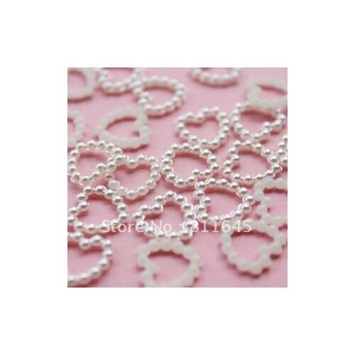 [wholesale:1000pcs/lot] Free shipping white 11mm imitation heart shape flatback pearls nail cellphone laptop art