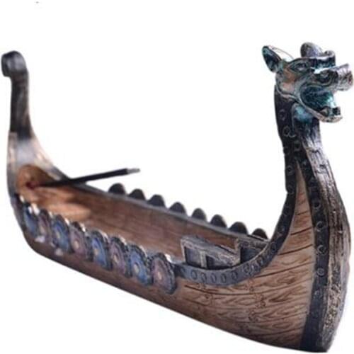 Retro Incense Burner Holder Traditional Chinese Style Dragon Boat Incense Burners Hand Carved Carving Censer Ornaments