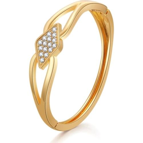 Luxury Wedding Jewelry 2021 Trendy Brand Women Bracelets & Bangles Open Cuff Design Rhinestone Alloy Bracelets