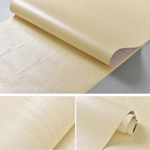 Wood Grain PVC Solid Color Self-Adhesive Wallpaper DIY Waterproof Wall Stickers Home Decorative Films Peel and Stick Wallpapers