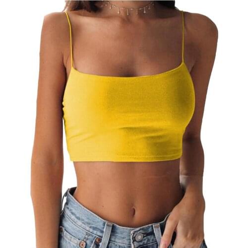 Sexy Women Solid Color Spaghetti Straps Slim Camisole Crop Top Bottoming Blouse Vest strap top shirt bottoming shirt