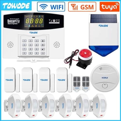 TOWODE Tuya Smart Home Security System Alarm System GSM WIFI Connect Compatible Alexa Smart Color LCD Display Burglar Wireless