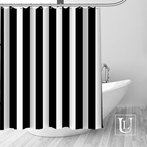 Custom Blackandwhite linesCurtain Fabric Modern Shower Curtain bathroom beautiful Curtains Bath decor Polyester Cloth Waterproof
