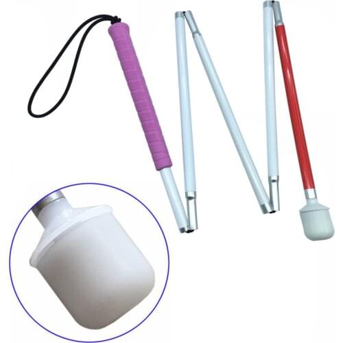 105cm-155cm, Aluminum mobility folding cane for the blind (folds down 5 sections) with Pink Handle