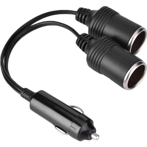 12V/24V Car Charger Plug Male To 2-Way Female Cigarette Socket Extension Cord Cable