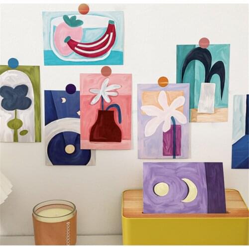 15Pcs Childrens Art Training Cartoon Drawing Card Wall Stickers Photography Props Flowers and Animals Decoration Art Home Decor
