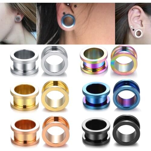 2pcs/lot Steel Ear Plugs and Tunnels Flesh Earring Piercings Lobe Piercing Ear Gauge Ear Tunnels Expanders Body Jewelry Piercing