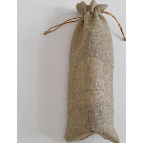 200pcs/lots,New Fashion 15*37cm Single bottle stamping jute wine gift bags wine pouches Gift bags for Party wedding bomboniere