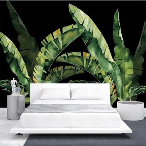 Wellyu Customized wallpaper 3d modern fresh green plant background wall black background wall living room background wallpaper
