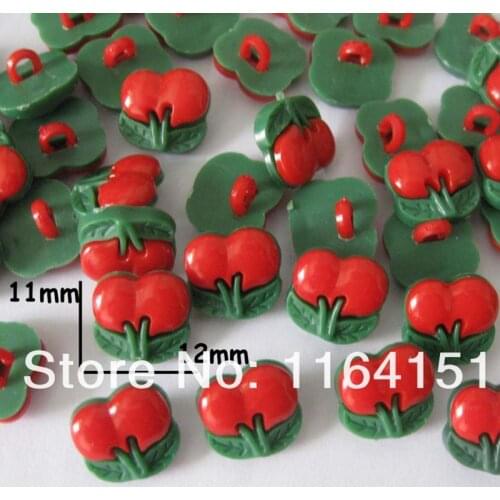 50pcs/lot 11*12mm Nylon Button Fasteners Mixed Buttons Kawaii Red Strawberry Shaped Sewing Buttons Children Accessories sk0203