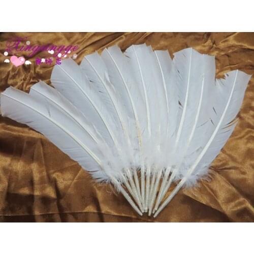 50pcs/Lot 27-35cm natural dyed WHITE goose feather Quill pen/fan/angel wings accessories ,carnival decorative feather #1