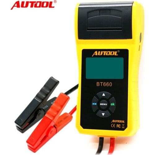 AUTOOL BT-660 Car Battery Tester with Built-in Printer BT660 Battery Analyzer for Flooded, AGM, GEL, EFB Detect Bad Battery Cell