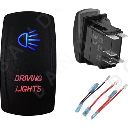 Car Boat Marine DRIVING LIGHTS Rocker Switch 5P SPST Laser Blue&Red Leds ON-OFF for ARB RV NARVA，Car Tuning Parts，Jumper Wire