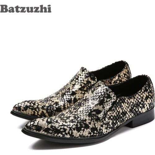 Batzuzhi Fashion Italian Style Leather Shoes Men Pointed Toe Leather Dress Shoes Men Wedding-Business Luxury Shoes for Men