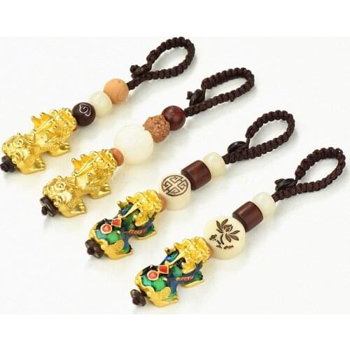 PIXIU Key Chain National Style Bodhi Key Pendant Hand Woven 14 Types Color Changing Bag Hanging Ornament Rope Chain