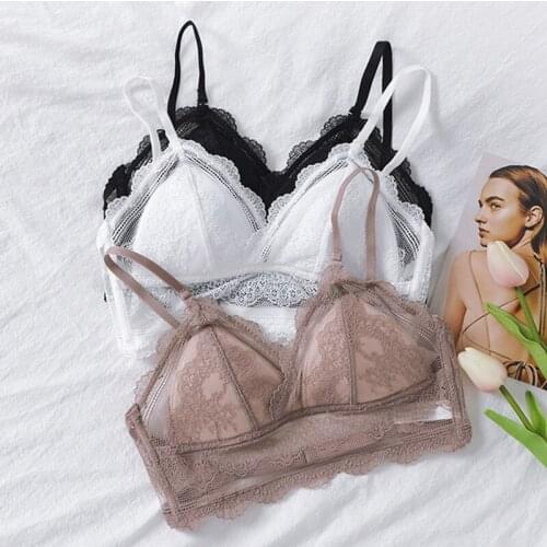 Sexy Triangle Cup Bra Push Up Lace Multiple Wearing Method Bralette Briefs Ladies Mesh Lingerie Low Back Underwear Plus Size