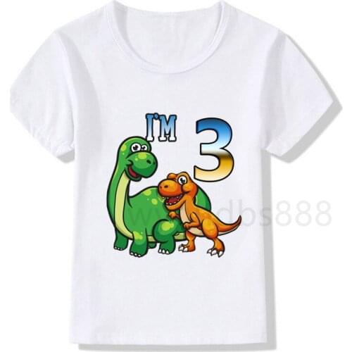 Children Birthday Boy Dinosaur Party T-shirt Boy Dinosaur 1-9 Birthday Number Printing T-shirt Boy Girl Funny Gift T-shirt Gift