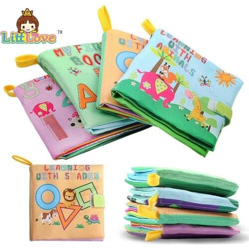 LittLove Baby Toy Infant Cloth Book Toys Early Development Books Toy Learning Education For 0-3Y Soft Unfolding Animal Books