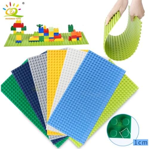 HUIQIBAO 32*16 Dots Big Size Creative Wall Base Plate Building Blocks Duploed Marble Race Run Baseplate DIY Bricks Toys Children