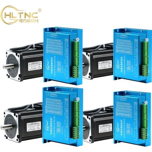4PCS 4.5N 8.5N 12Nm Nema34 86MM AC DC DSP Closed Loop Stepper Motor Driver HBS860H Hybird Encoder Easy Step Servo Kits