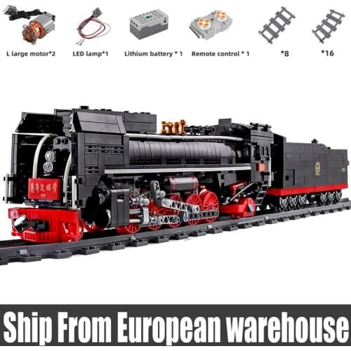 Mould King 12003 City Series QJ Steam Locomotives Remote control train Building Blocks bricks Kids DIY Toys Christmas Gifts