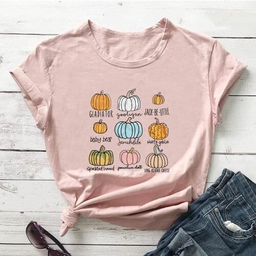 Pumpkin Halloween Graphic Print 100%Cotton Women T Shirt Unisex Funny Summer Autumn Casual Short Sleeve Top Thanksgiving Day Tee