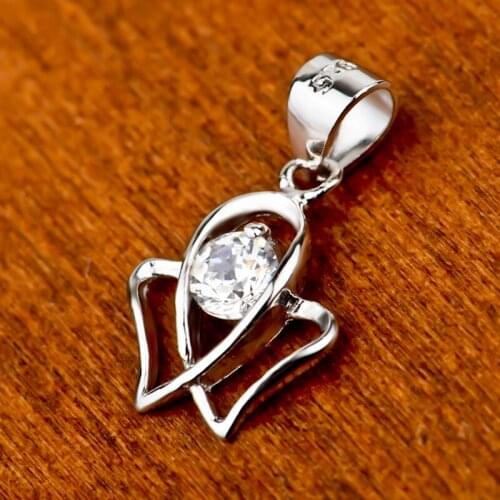 GND0549 925 Sterling Silver Lovely Sweet Crystal Hollow Lucky Necklaces Pendants Jewelry Gift For Women