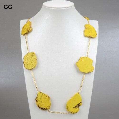 N121202 35'' 35MM Yellow Stone Chain Necklace