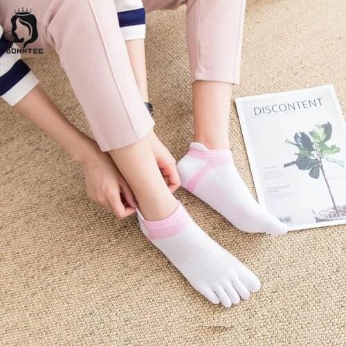 Cotton Women Patchwork Five Finger Socks Womens Colorful Toe Sock Female Breathable Deodorant Females Fashion Ladies Stretchy