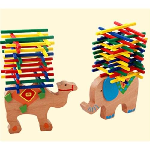 Animal Building Blocks Puzzle Board Game for Family/Party/Friends Funny Game Best Gift for Children Wooden Game