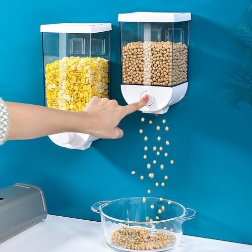 Kitchen Food Storage Easy Press Container Cereal Dispenser Wall Mounted Storage Bottles Kitchen Supplies Grain Storage Tank