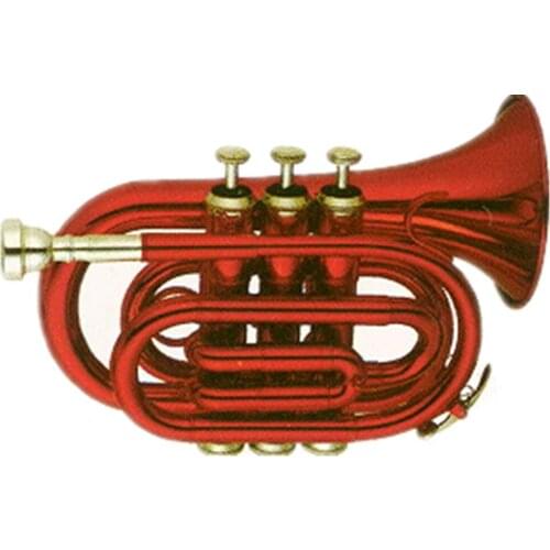 Red color Brass body Cupronickel valves Pocket Trumpet Tone Bb