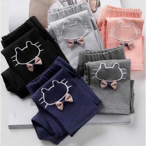 Baby Girls Leggings Cotton PP Pants Kids Girl Pants Embroidery Cat High Waist New Kids Trousers Childrens Pant Kids Leggings