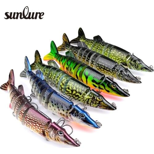 Multi Jointed Fly Fishing Lure Swimbait 2# Black Treble Hook Fishing Bait Tackle 12.5cm-4.9"/0.69oz/19.5g