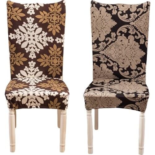 Monily Vintage Universal Spandex Stretch Dining Room Chair Cover Protector Elastic Floral Printing Chair Seat Case For Kitchen