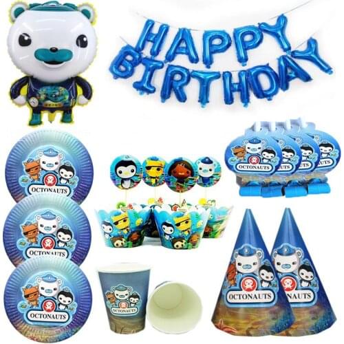 The Octonauts Them Party Decorations Disposable Tablecloth Paper Plate Cups Ocean Cartoon Figure Birthday Party Suppies Balloons