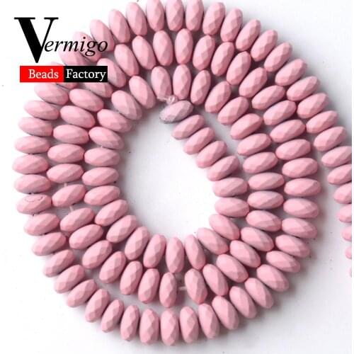 Wholesale 6mm 115pcs Pink Nanotech Rubber Hematite Stone Beads For Needlework Jewelry Making Abacus Beads Diy Bracelets 15