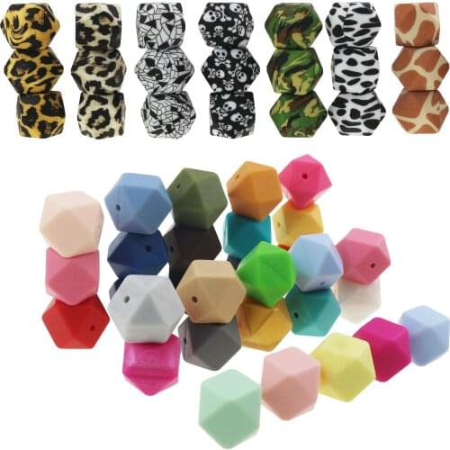 Wholesale Large Hexagon Loose Silicone Beads for Teething Necklace Silicone Geometric beads For Baby Teether BPA Safe Silicone