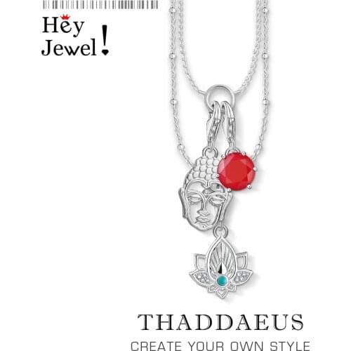 Charm Necklace Buddhist & Lotus,2020 Spring New Fashion Jewelry Europe 925 Sterling Silver Bijoux Trendy Gift For Women Girls