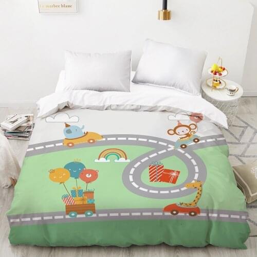 Car Cartoon Kids Duvet cover Quilt/Blanket/Comfortable Case Bedding for children baby girls 140x200 240x220 for Home green