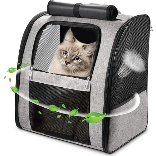 Cat Backpack Carrier, Large Pet Backpack Carrier for Cats Dogs Puppies,Ventilated Design Foldable Inner Safety Straps