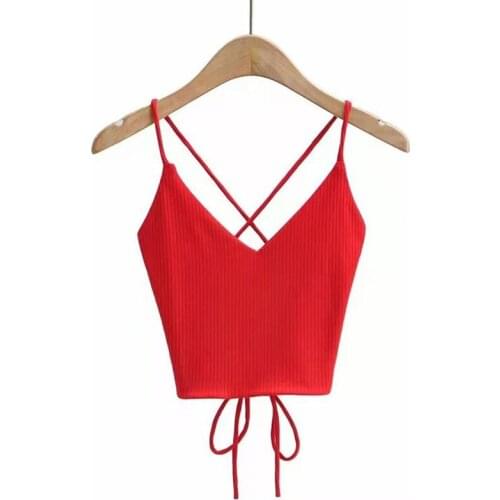 Sexy Yoga Shirt Women Beautiful Back Cross Tie Rope Knitted Workout Tops Summer Seamless Short Sling Yoga Tank Top